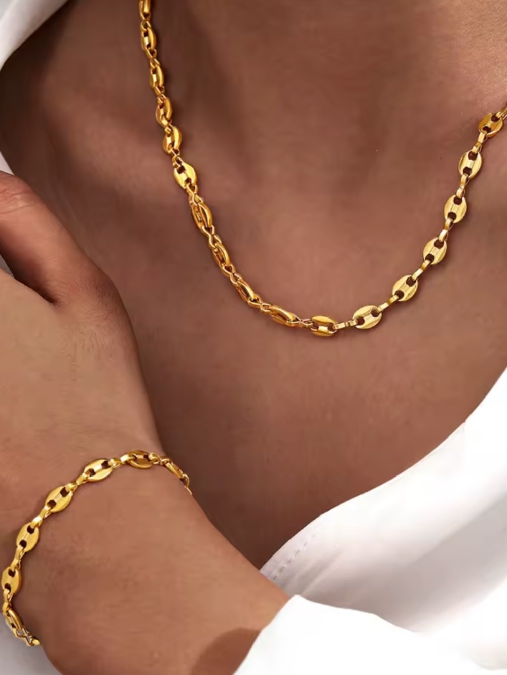 Set Necklaces Bracelet with Cute Pig Nose Hollow
